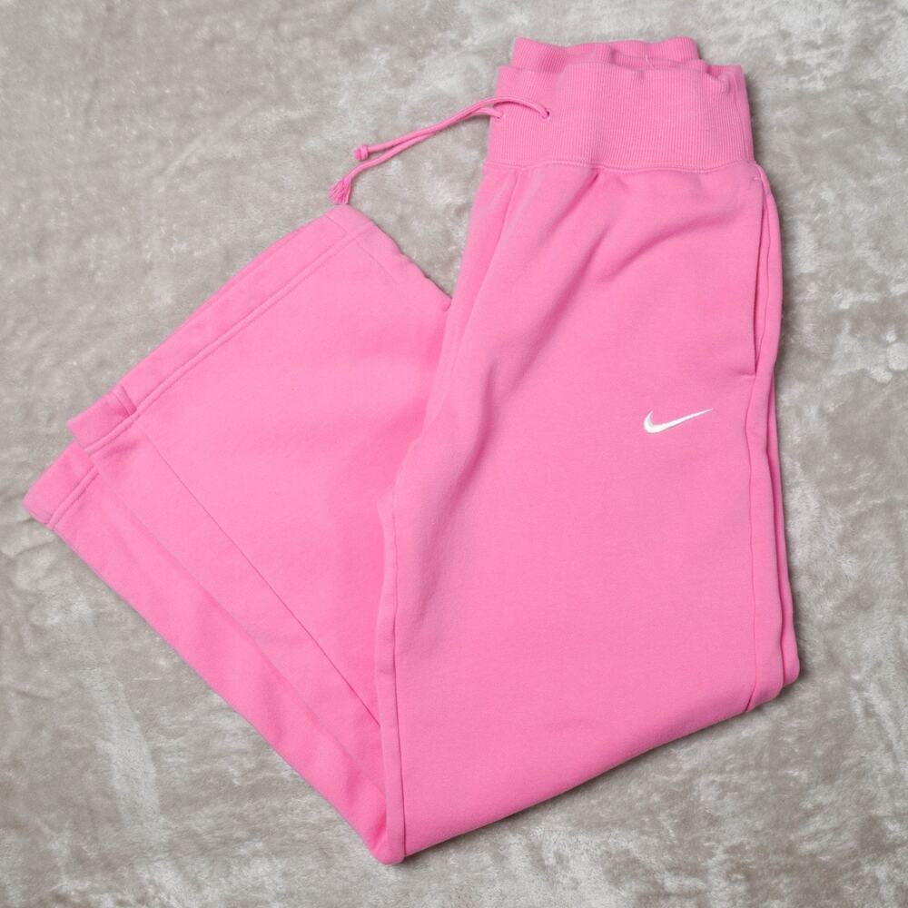 Nike Phoenix Fleece High Waisted Wide Leg Playful Pink Pants Womens Size M
